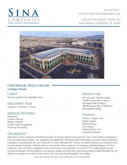 one sheet with information about Centennial Hills Center
