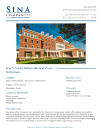 one sheet with information about Bon Secours DePaul Medical Plaza