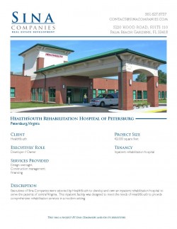 one sheet with information about HealthSouth Rehabilitation Hospital