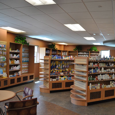 Gift shop with shelves of items for sale at the Methodist North at Allen Road.