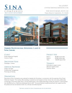 one sheet with information about Parker Professional Building I and II