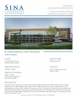 one sheet with information about St. Joseph Medical Office Building