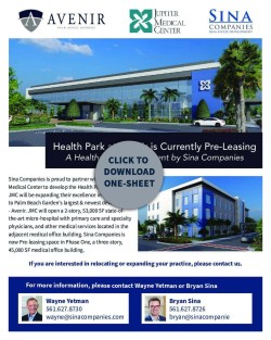 one sheet with information about HEALTH PARK at Avenir